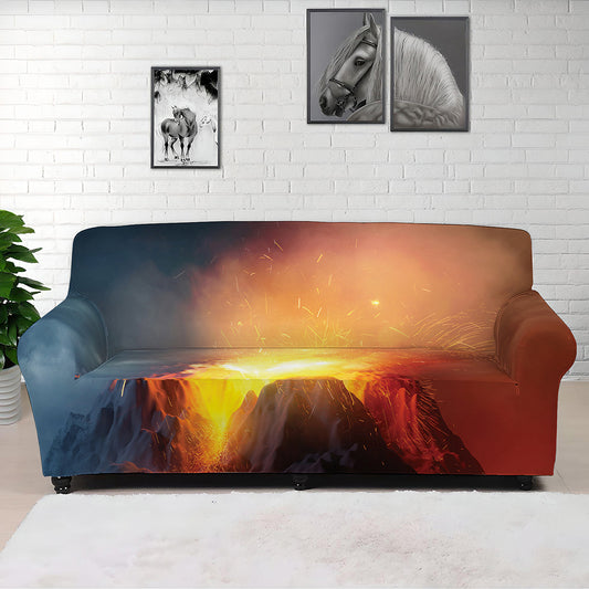 Volcano Eruption Print Sofa Cover