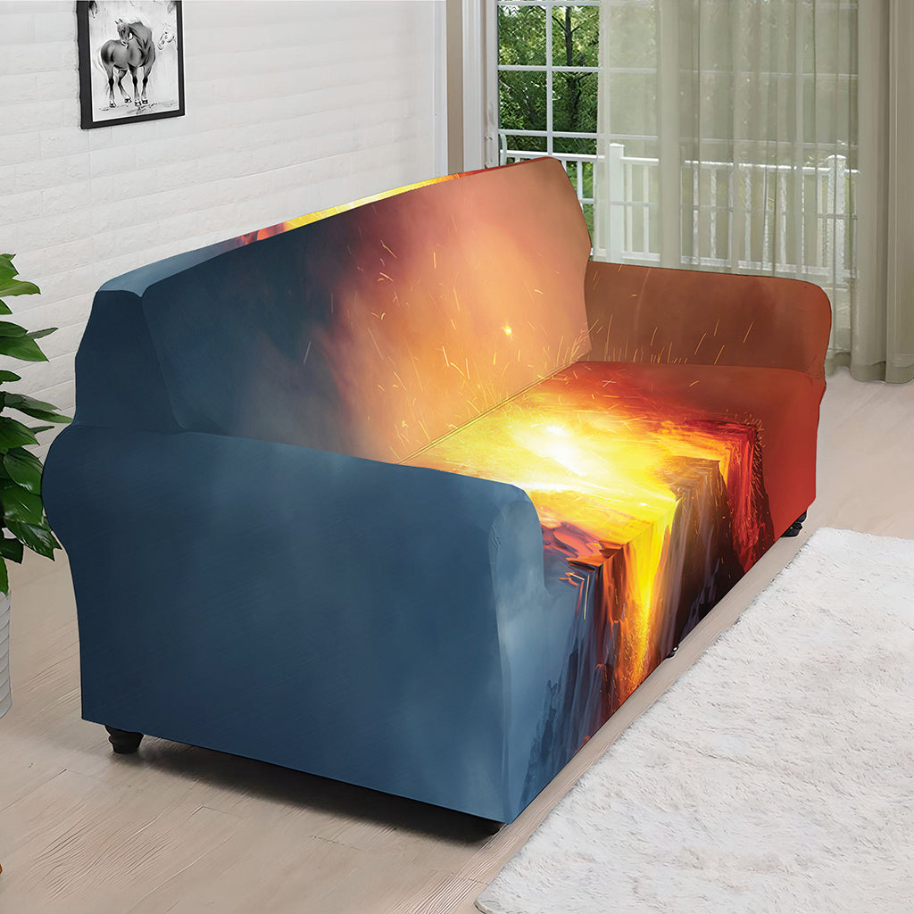 Volcano Eruption Print Sofa Cover