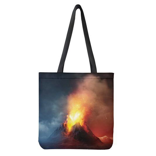 Volcano Eruption Print Tote Bag