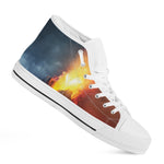 Volcano Eruption Print White High Top Shoes