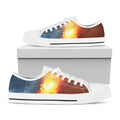 Volcano Eruption Print White Low Top Sneakers