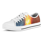 Volcano Eruption Print White Low Top Shoes