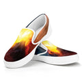 Volcano Eruption Print White Slip On Sneakers