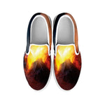 Volcano Eruption Print White Slip On Shoes