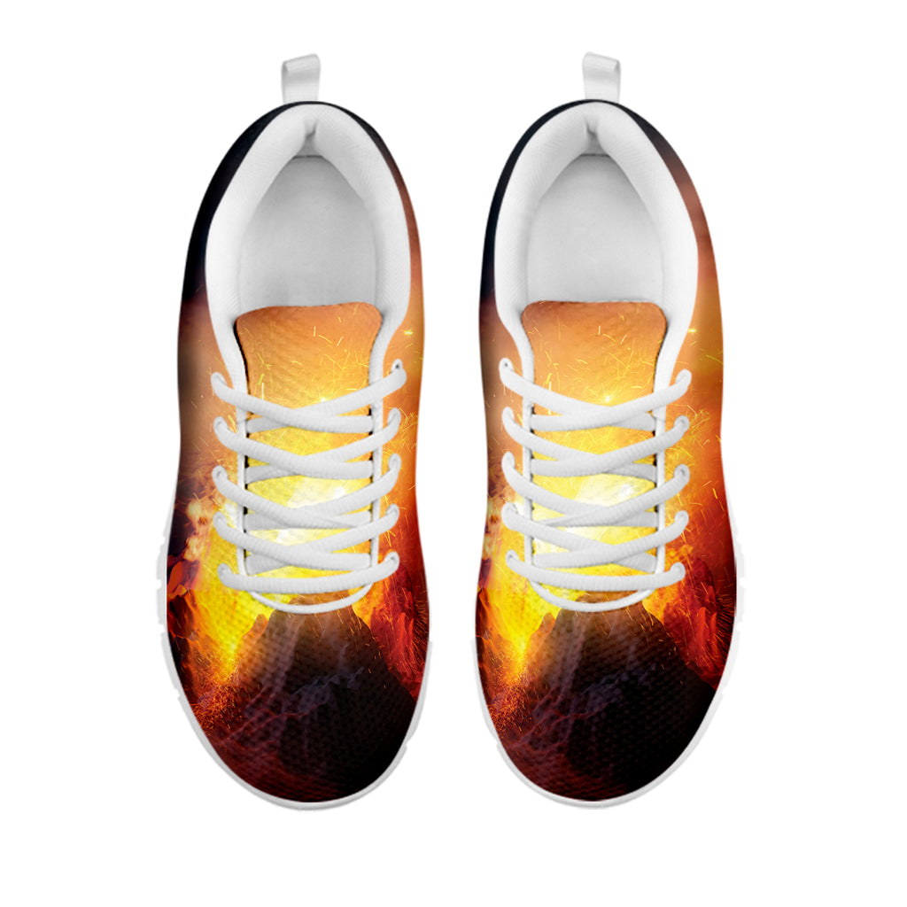 Volcano Eruption Print White Sneakers