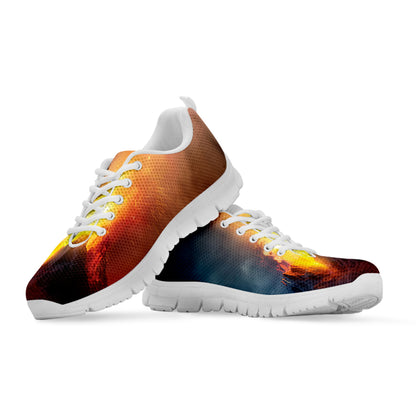 Volcano Eruption Print White Sneakers