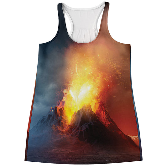 Volcano Eruption Print Women's Racerback Tank Top