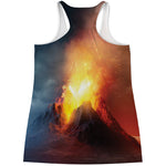 Volcano Eruption Print Women's Racerback Tank Top