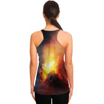 Volcano Eruption Print Women's Racerback Tank Top