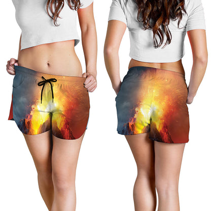 Volcano Eruption Print Women's Shorts