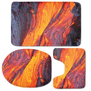 Volcano Lava Print 3 Piece Bath Mat Set