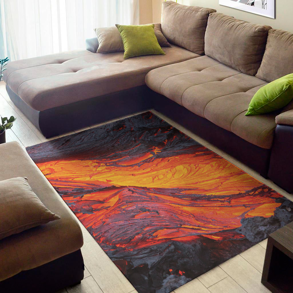 Volcano Lava Print Area Rug