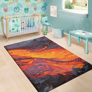 Volcano Lava Print Area Rug