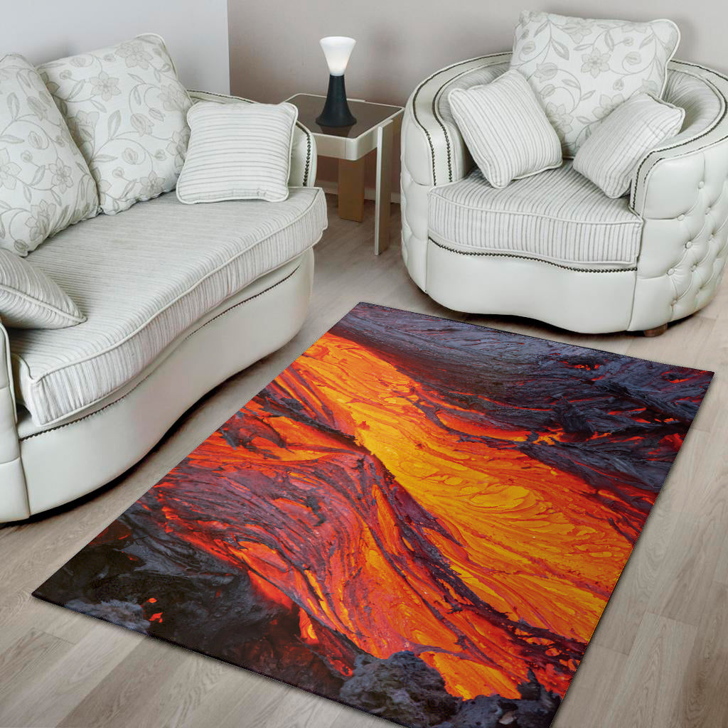 Volcano Lava Print Area Rug