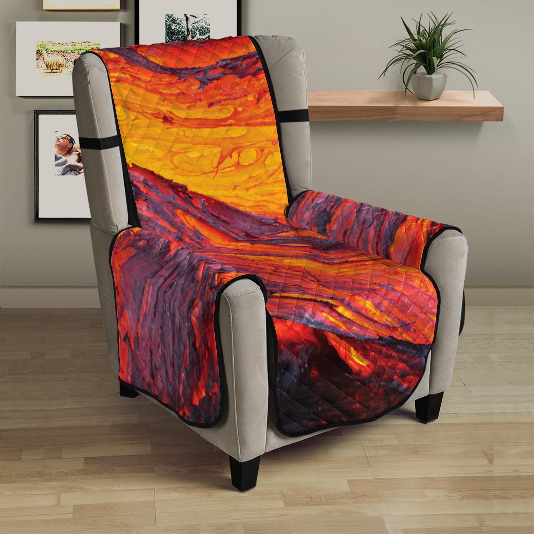 Volcano Lava Print Armchair Protector