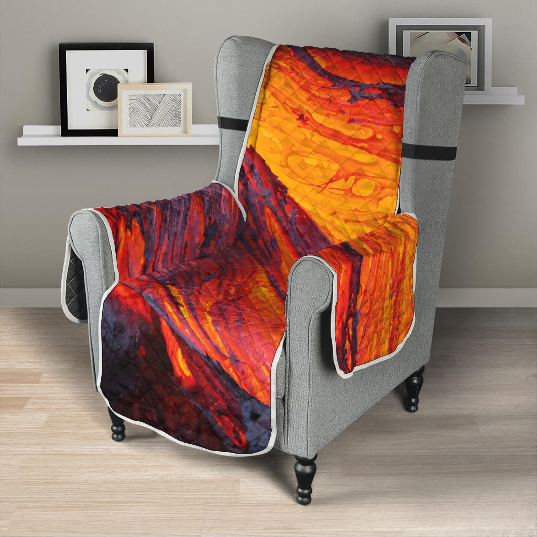 Volcano Lava Print Armchair Protector