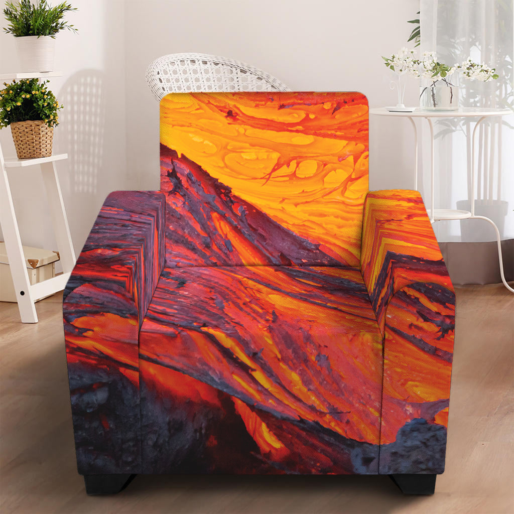 Volcano Lava Print Armchair Slipcover