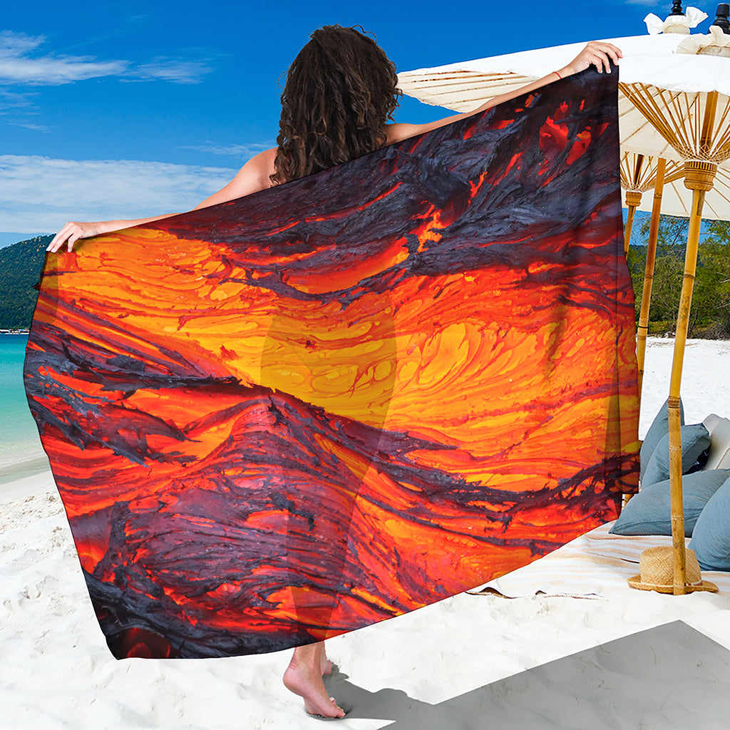 Volcano Lava Print Beach Sarong Wrap