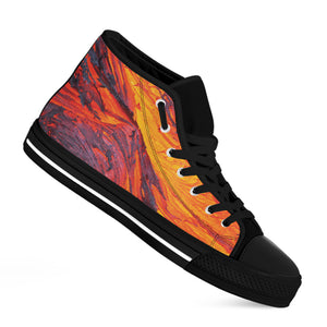 Volcano Lava Print Black High Top Shoes