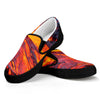 Volcano Lava Print Black Slip On Shoes