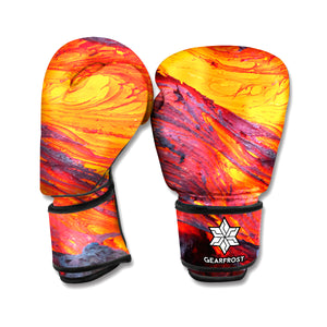 Volcano Lava Print Boxing Gloves