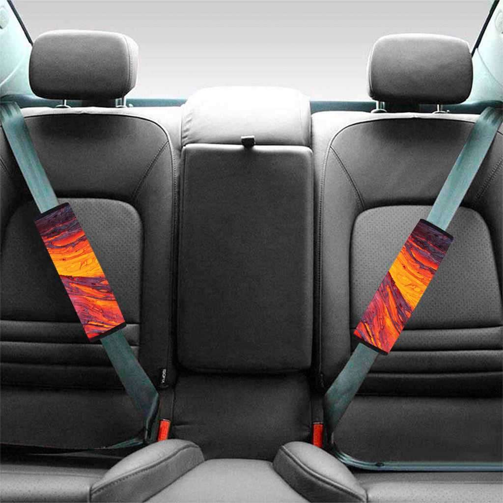 Volcano Lava Print Car Seat Belt Covers