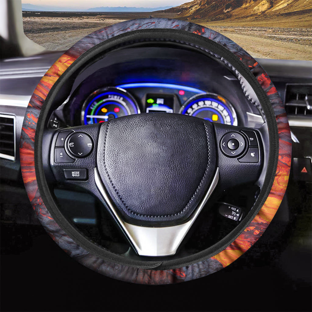 Volcano Lava Print Car Steering Wheel Cover