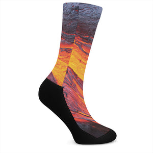 Volcano Lava Print Crew Socks