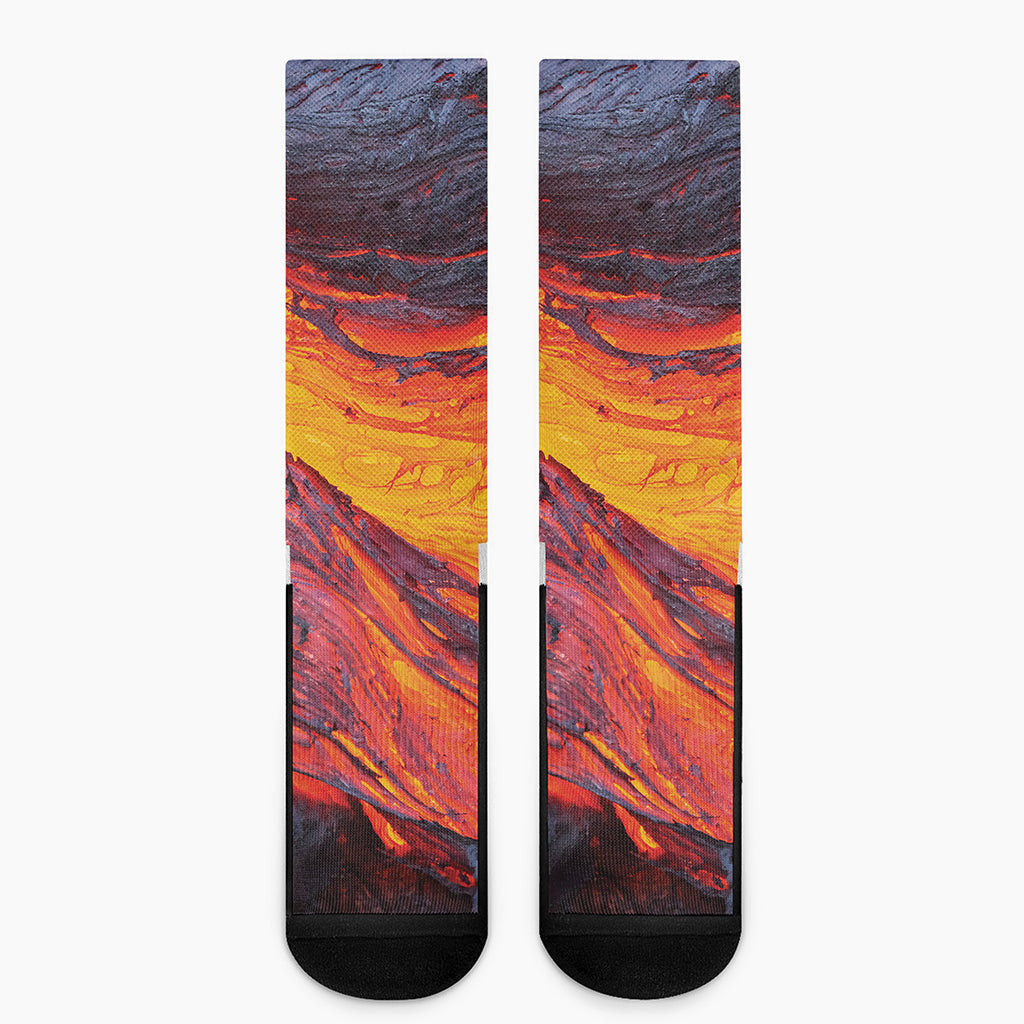 Volcano Lava Print Crew Socks