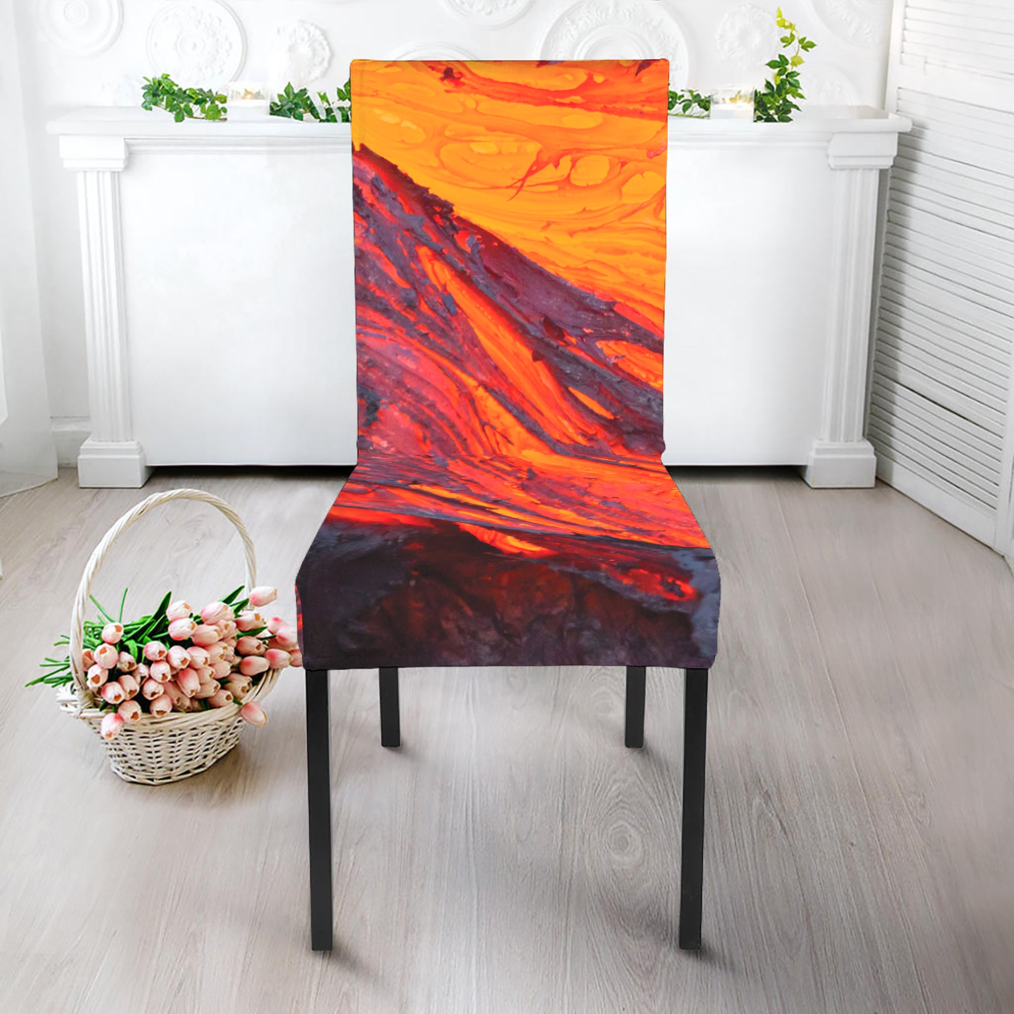 Volcano Lava Print Dining Chair Slipcover