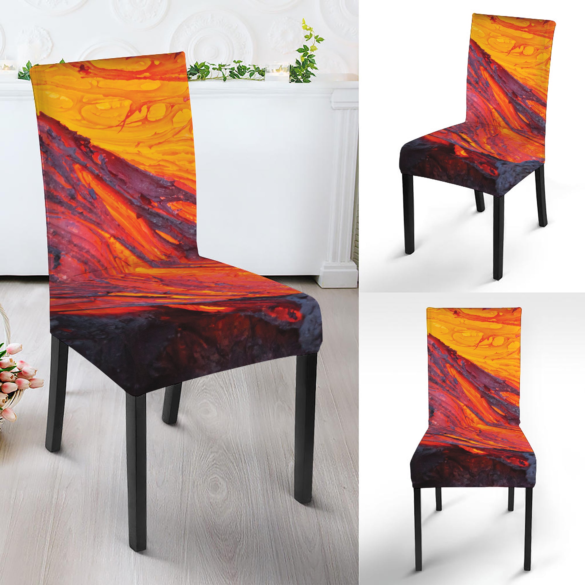 Volcano Lava Print Dining Chair Slipcover