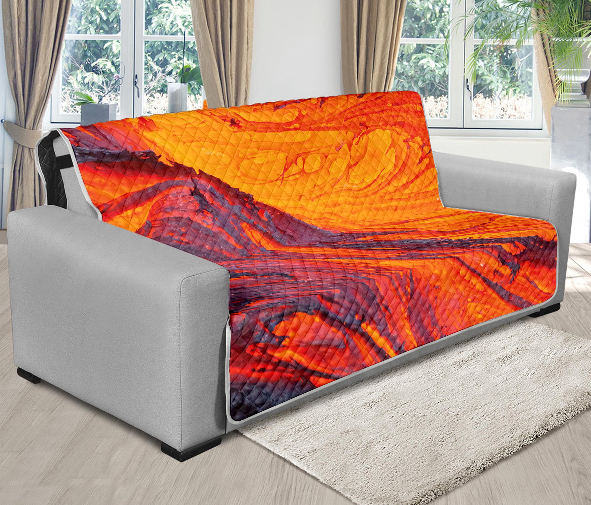 Volcano Lava Print Futon Protector