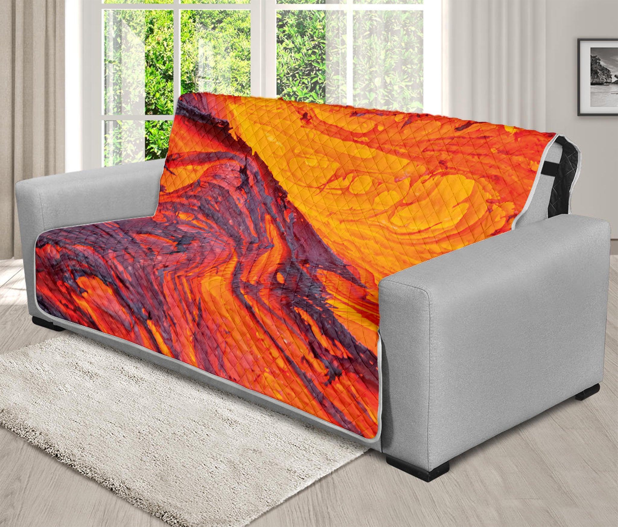 Volcano Lava Print Futon Protector