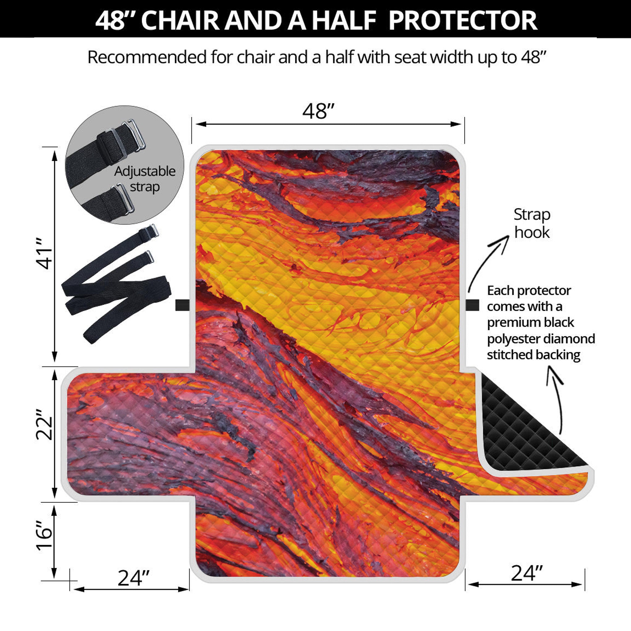 Volcano Lava Print Half Sofa Protector