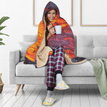 Volcano Lava Print Hooded Blanket