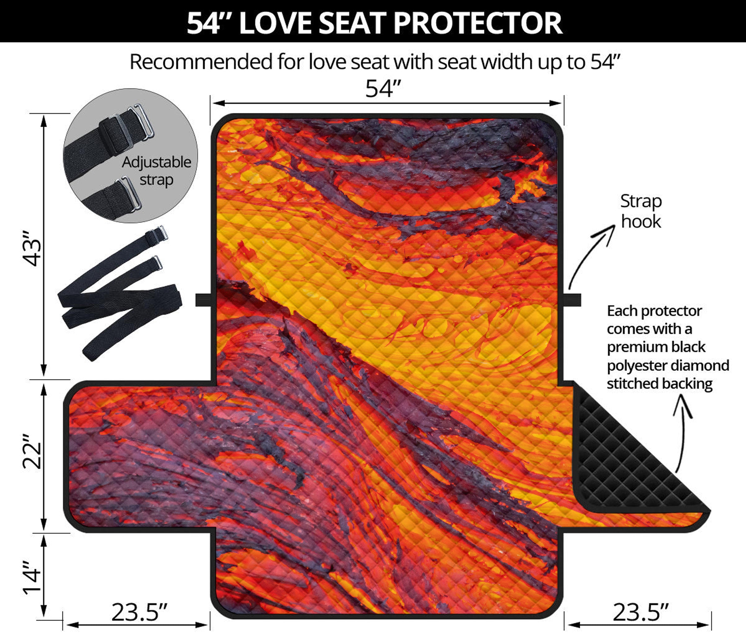 Volcano Lava Print Loveseat Protector