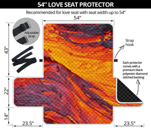 Volcano Lava Print Loveseat Protector