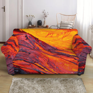 Volcano Lava Print Loveseat Slipcover