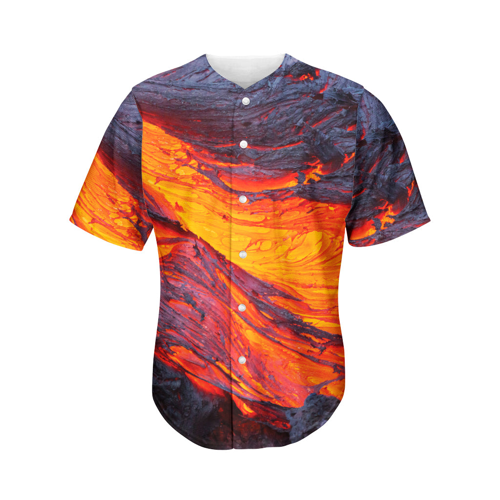 Volcano Lava Print Men's Baseball Jersey