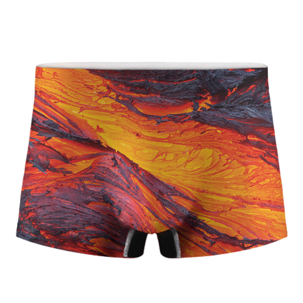 Volcano Lava Print Men's Boxer Briefs