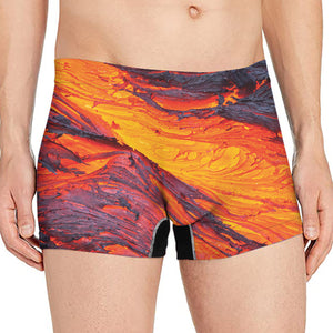 Volcano Lava Print Men's Boxer Briefs