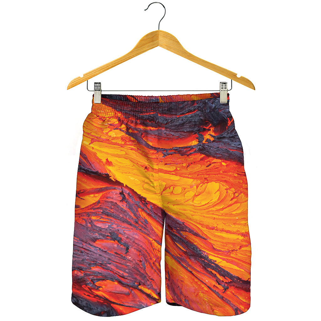 Volcano Lava Print Men's Shorts