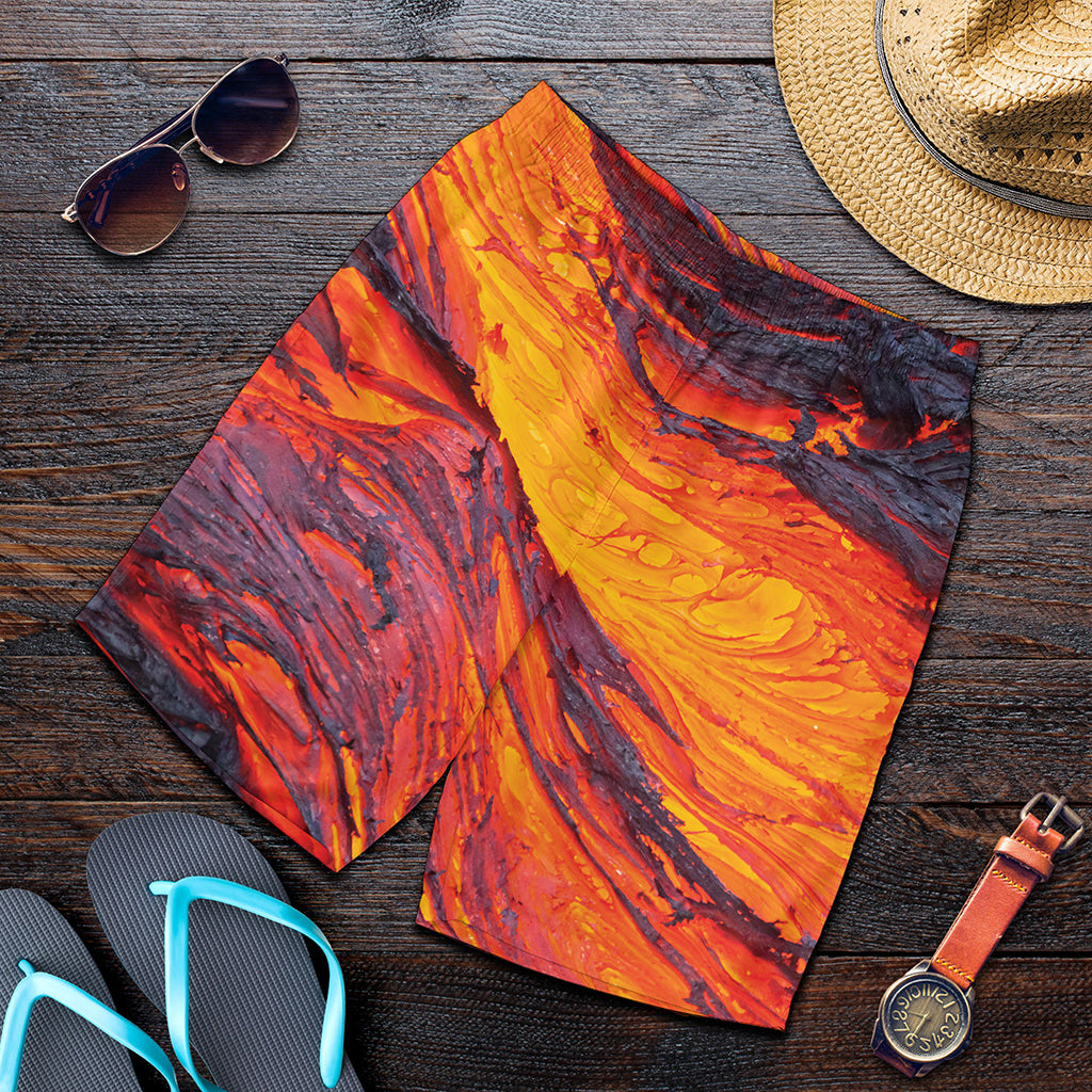 Volcano Lava Print Men's Shorts