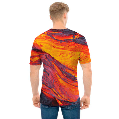 Volcano Lava Print Men's T-Shirt