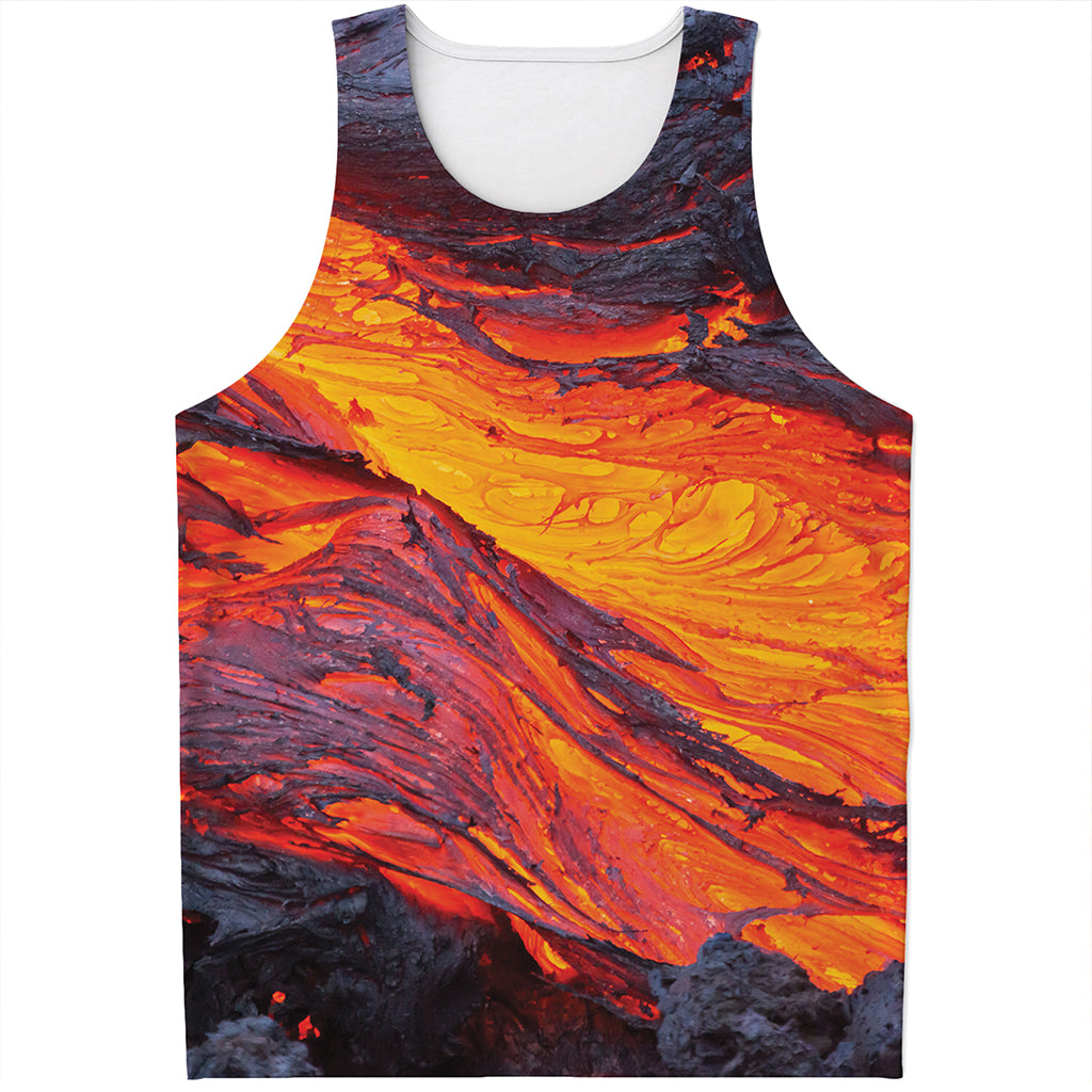 Volcano Lava Print Men's Tank Top