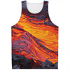 Volcano Lava Print Men's Tank Top