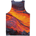 Volcano Lava Print Men's Tank Top