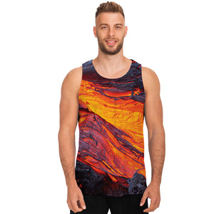 Volcano Lava Print Men's Tank Top