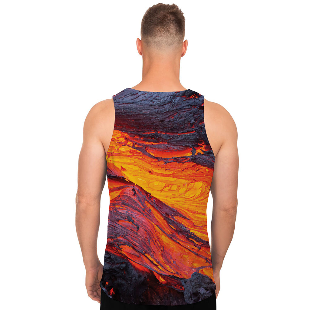 Volcano Lava Print Men's Tank Top