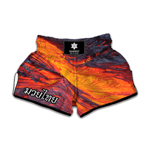 Volcano Lava Print Muay Thai Boxing Shorts